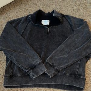 black zip-up sweatshirt